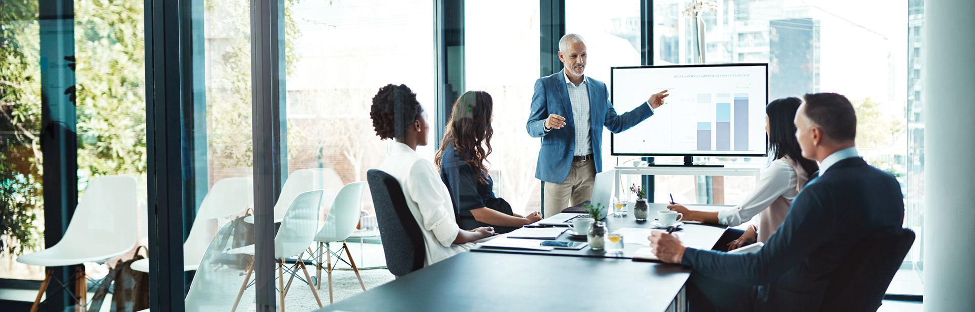 Business workers in a presentation