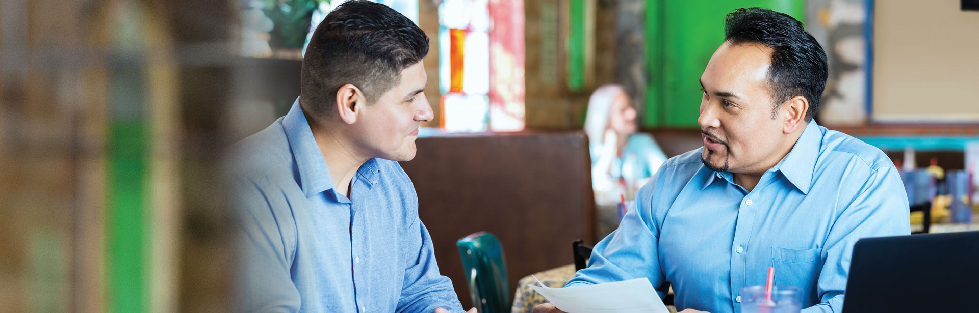 Two men in discussion