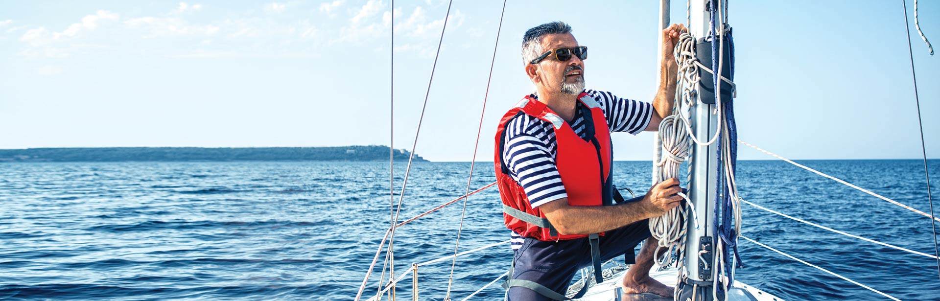 Man sailing on a boat